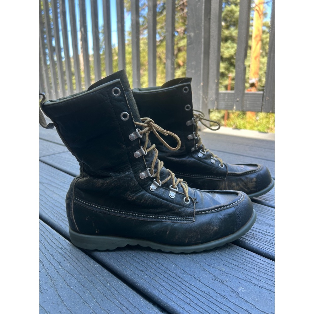 Ted Williams Vintage 70s Dark Green Leather Hunting Boots Womens 7C